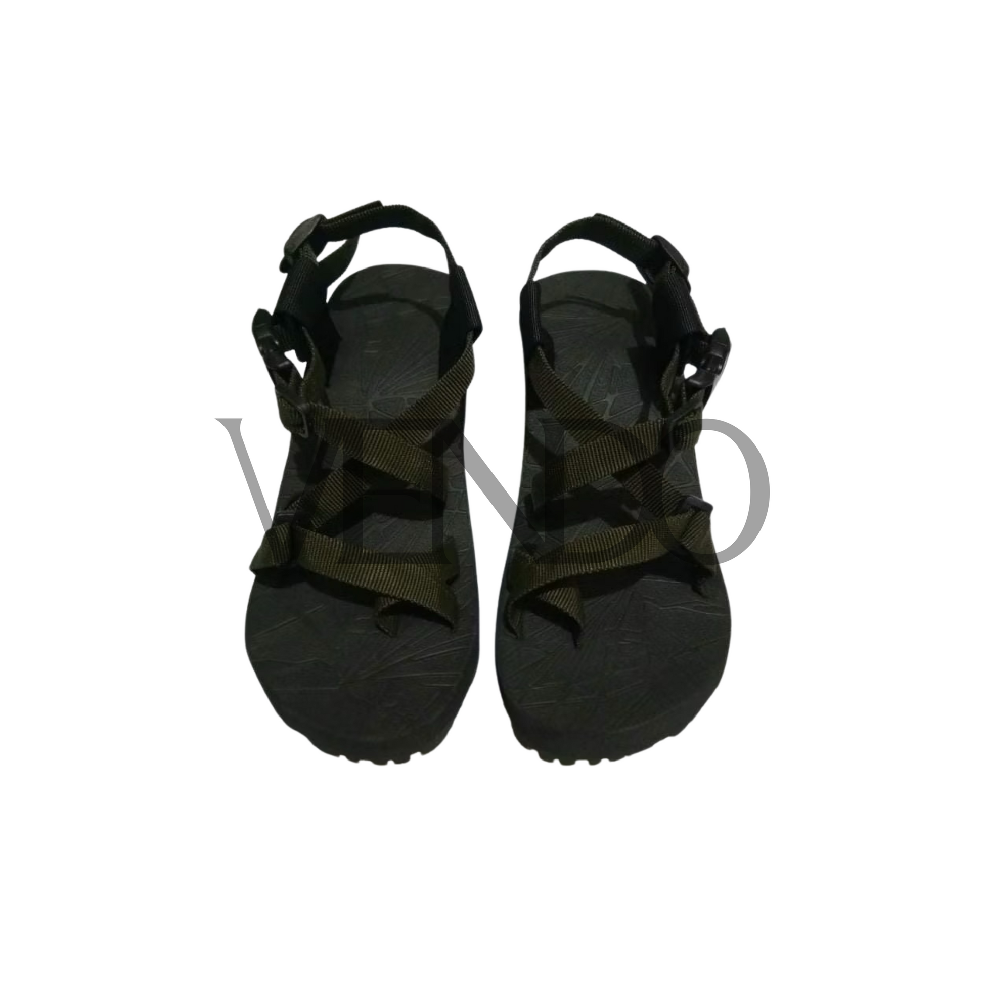 Dark green sandals on a white background